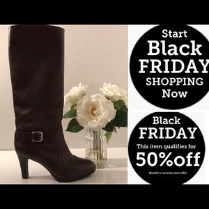 Brown Leather Boot with Silver Buckle